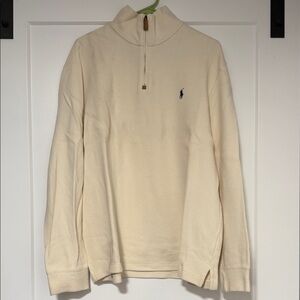 Polo by Ralph Lauren Cream Quarter-Zip Pullover with Navy Pony